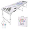 8 Foot Portable Beer Pong Table – Folding Tailgate Table with Cup Holes, Dry Erase Markers & Carrying Handles – White