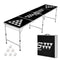 8 Foot Portable Beer Pong Table – Foldable Tailgate Table with Carrying Handles, 6 Pong Balls & Adjustable Height – Black