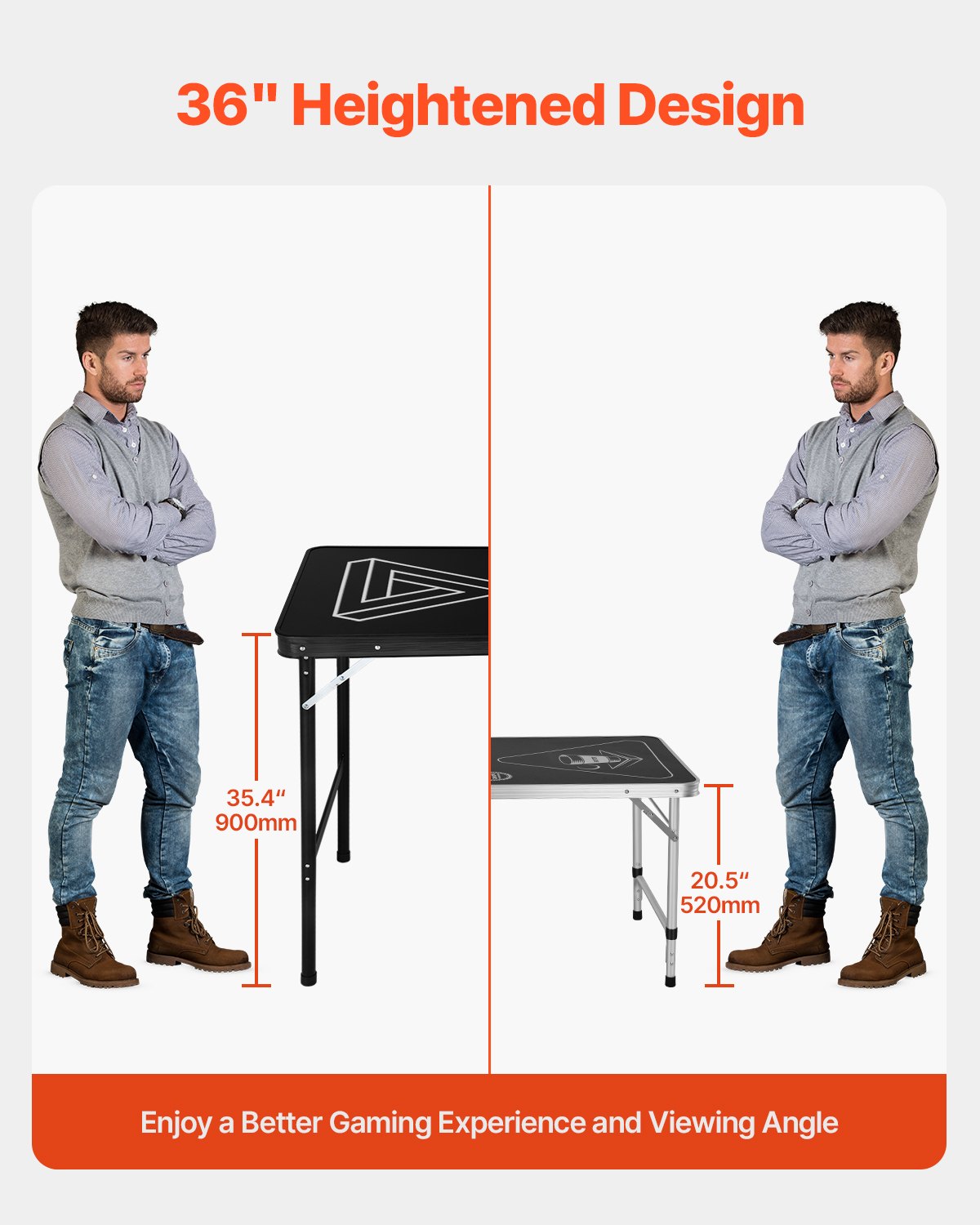 VEVOR 8' Portable Beer Pong Tailgate Table Party Drinking Game Carrying Handle 