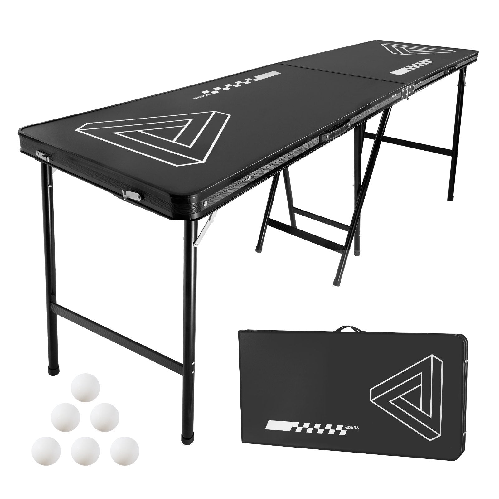 VEVOR 8' Portable Beer Pong Tailgate Table Party Drinking Game Carrying Handle 