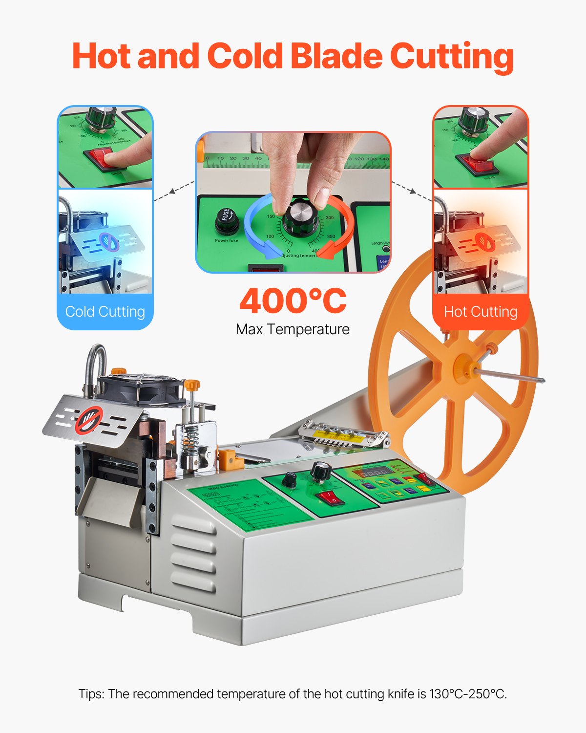 VEVOR Automatic Webbing Cutting Machine Hot and Cold Ribbon Shoelaces Cutter 