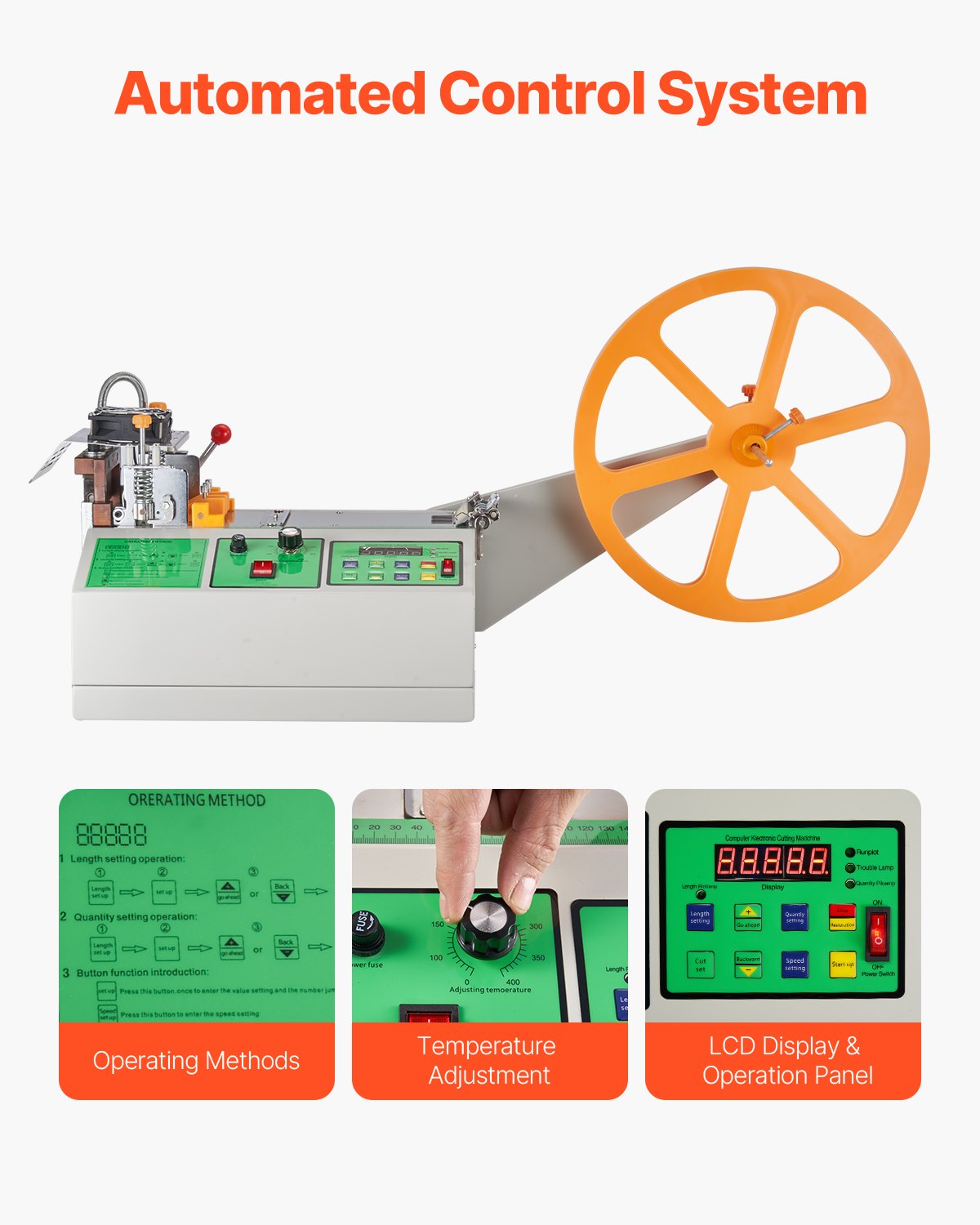 VEVOR Automatic Webbing Cutting Machine Hot and Cold Ribbon Shoelaces Cutter 
