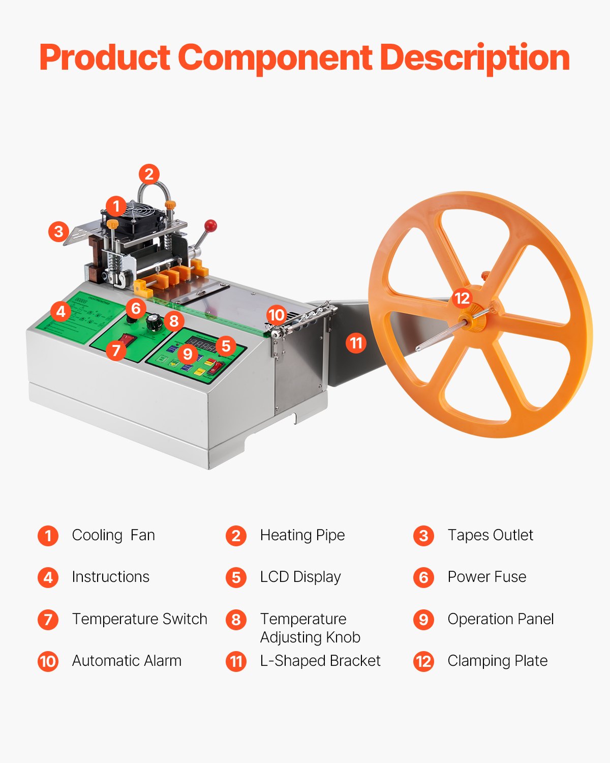 VEVOR Automatic Webbing Cutting Machine Hot and Cold Ribbon Shoelaces Cutter 