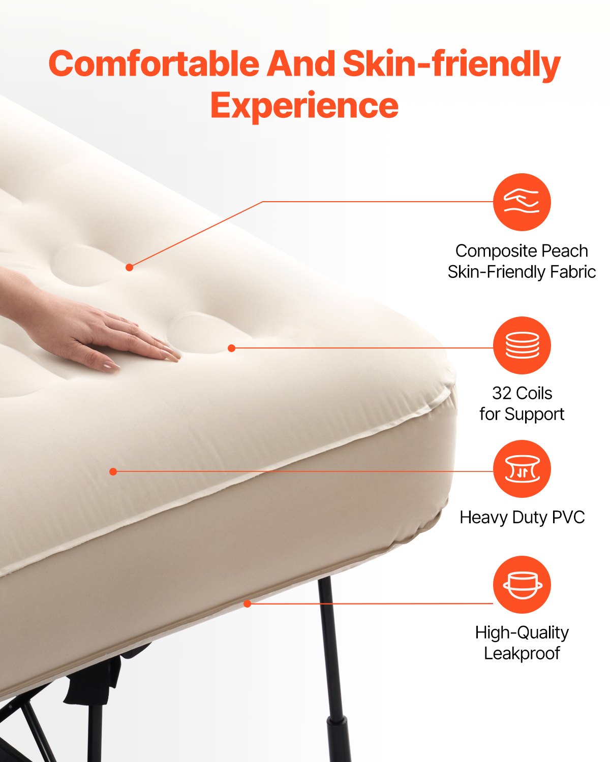 VEVOR Air Mattress with Frame & Built-in Pump 1 Person Inflatable Mattress 300lb 