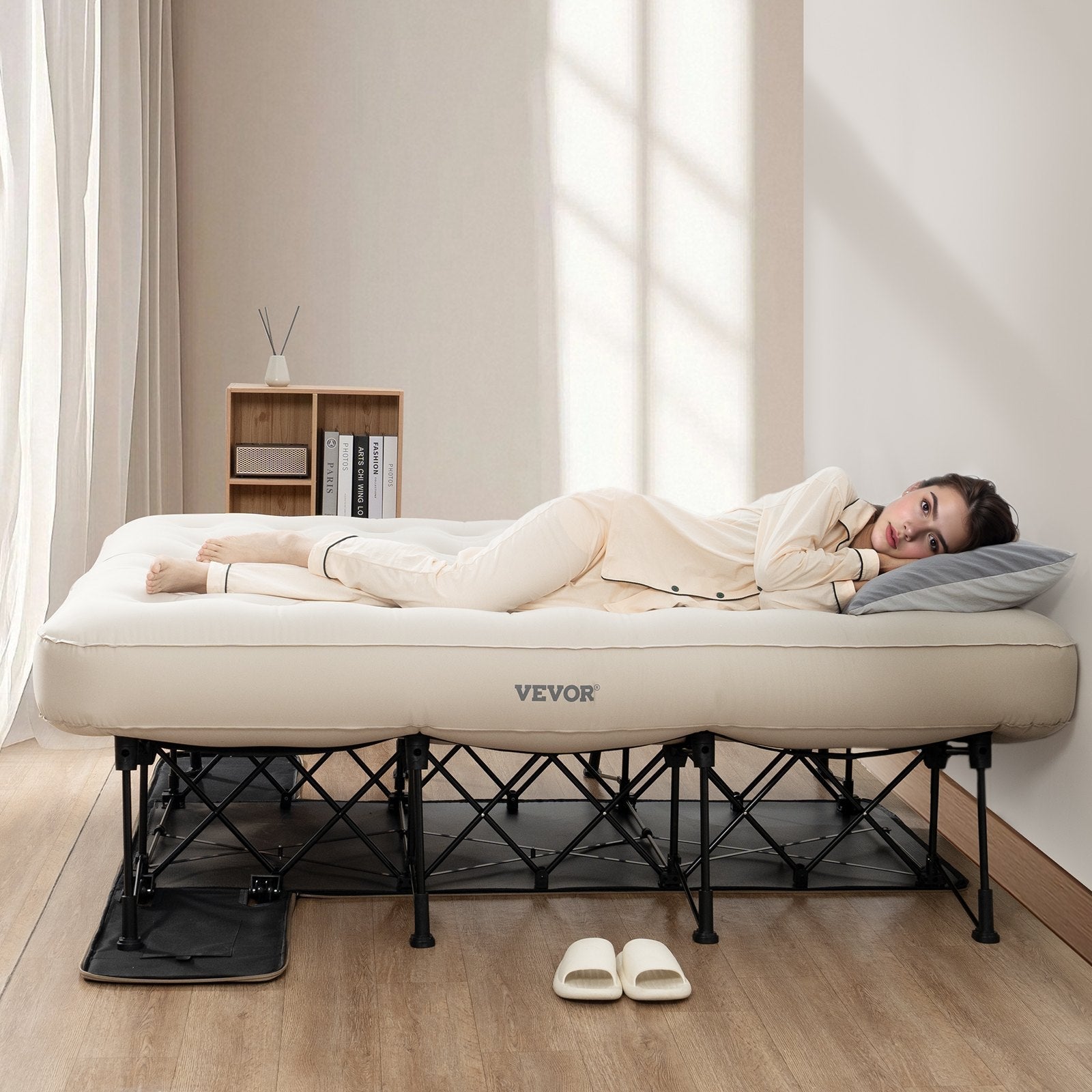 VEVOR Air Mattress with Frame & Pump 2 Person Inflatable Camping Cot 600lbs 