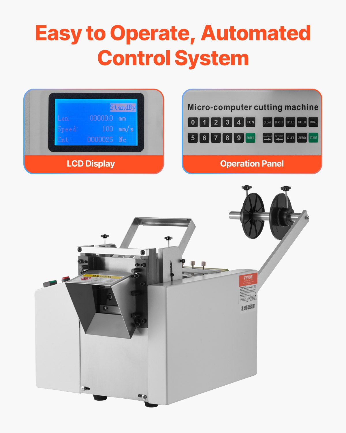 VEVOR Auto Heat-Shrink Tube Cutter High Speed Cable Pipe Cutter Cutting Machine 