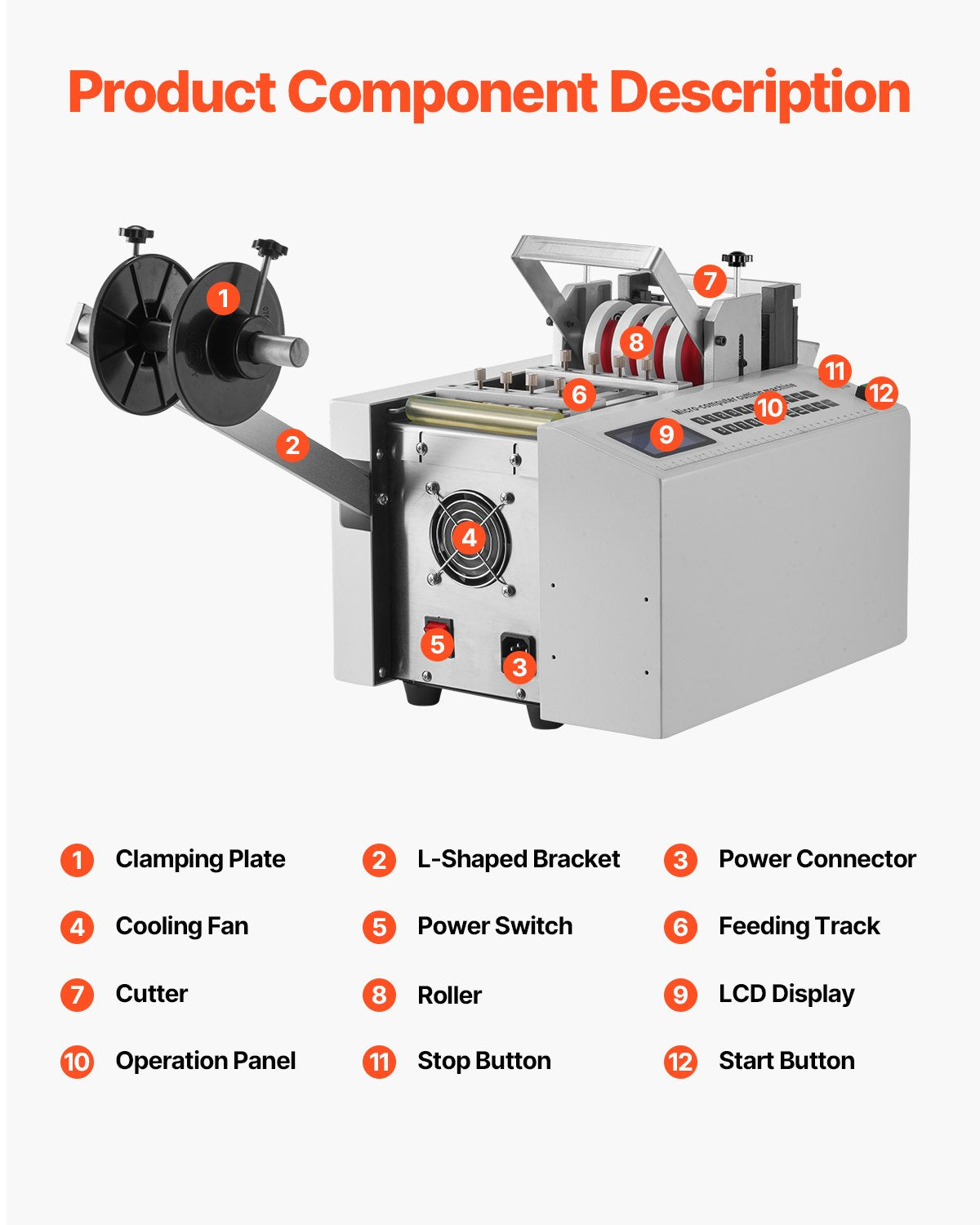 VEVOR Auto Heat-Shrink Tube Cutter High Speed Cable Pipe Cutter Cutting Machine 