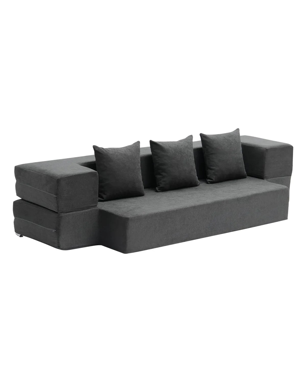 VEVOR Folding Sofa Bed 3-in-1 Foldable Couch Bed with 3 Pillows Dark Grey Twin