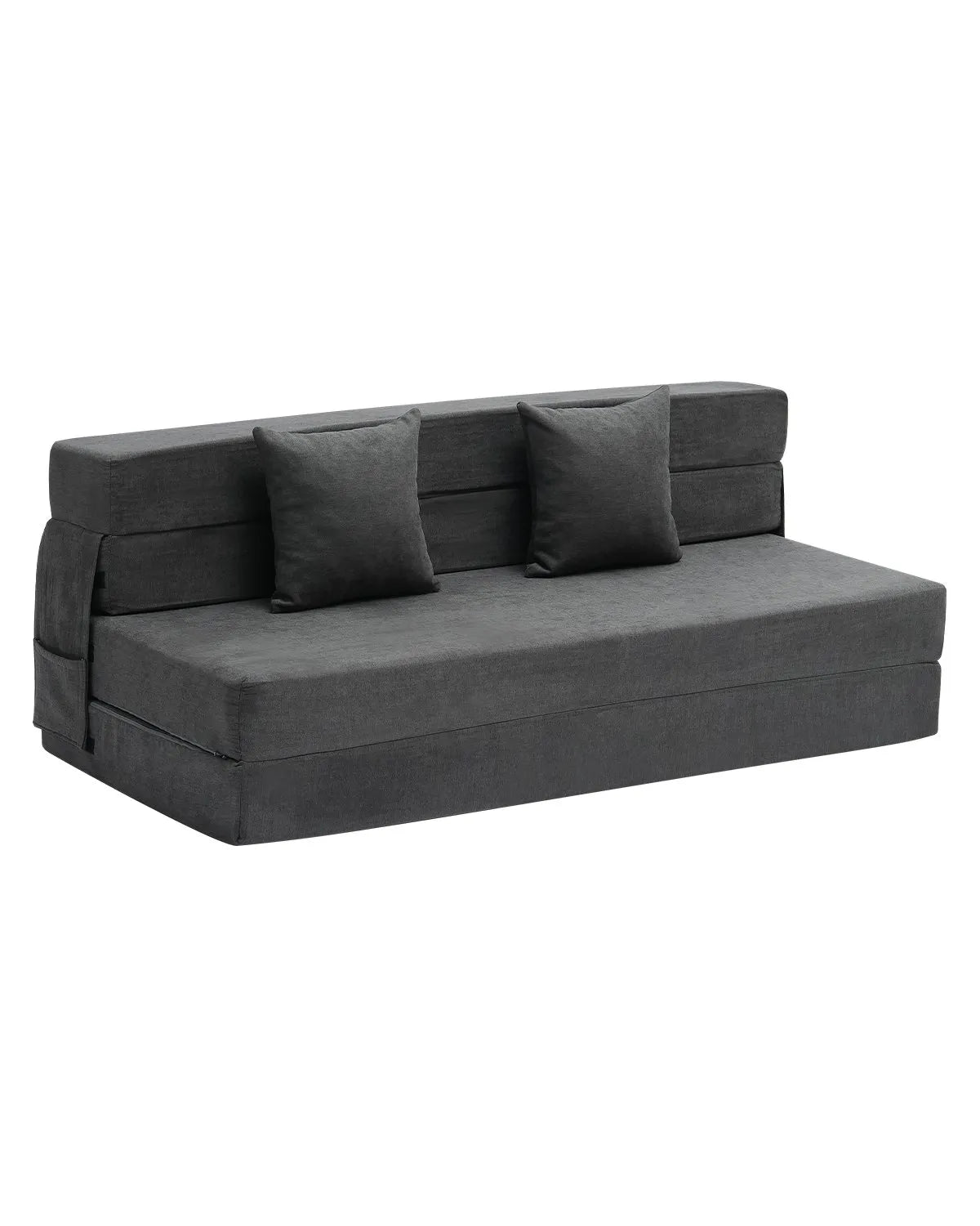 VEVOR Folding Sofa Bed 3-in-1 Foldable Couch Bed with 2 Pillows Dark Grey Queen