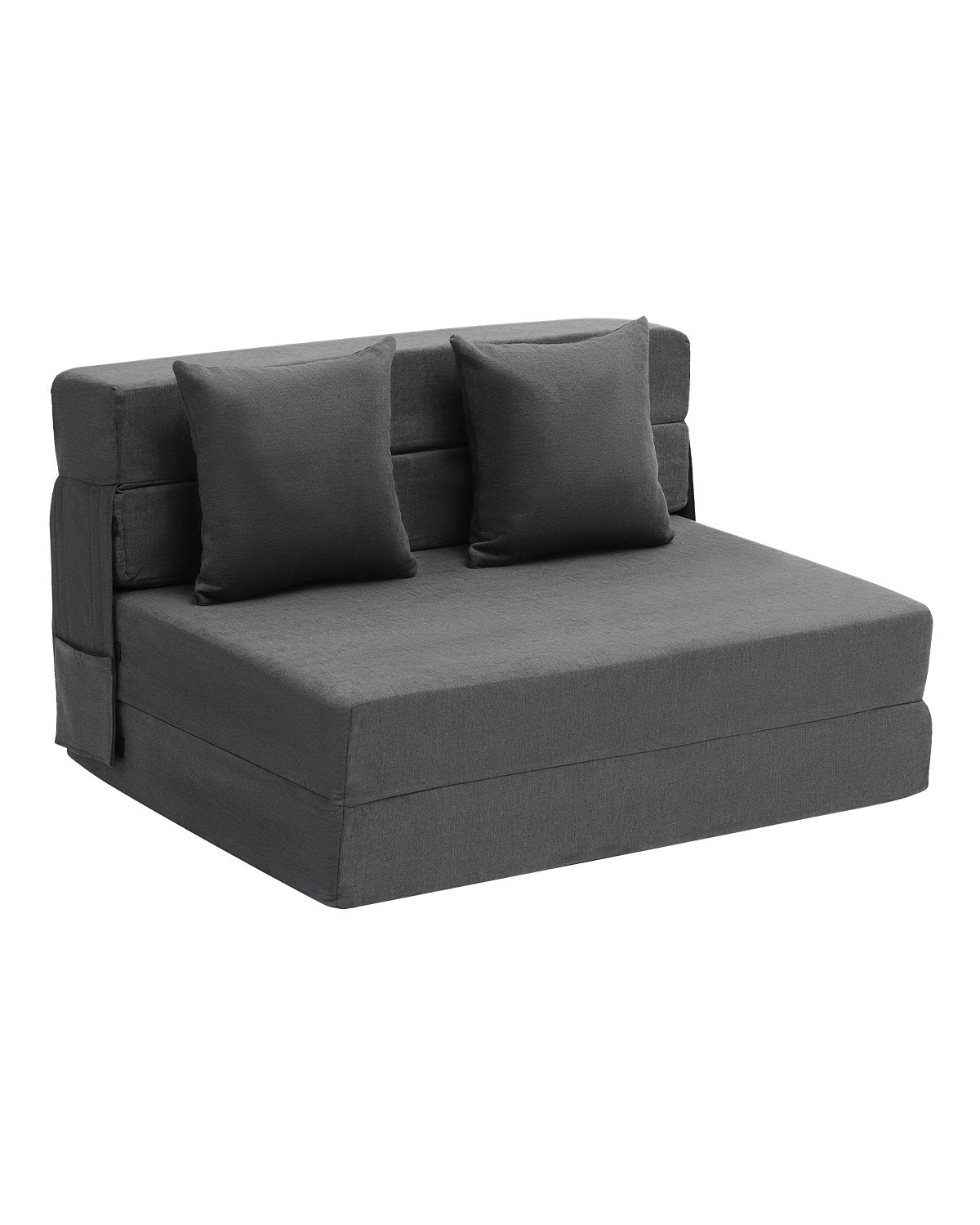 VEVOR Folding Sofa Bed 3-in-1 Foldable Couch Bed with 2 Pillows Dark Grey Twin 