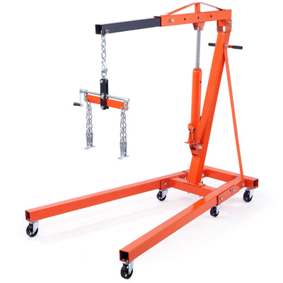 VEVOR Hydraulic Engine Hoist with Lever, 2 Ton/4400 LBS Heavy-duty Cherry Picker Shop Crane, Foldable Engine Crane and Engine Hoist leveler for Auto Repair, Motors, Weights Lifting, Loading 