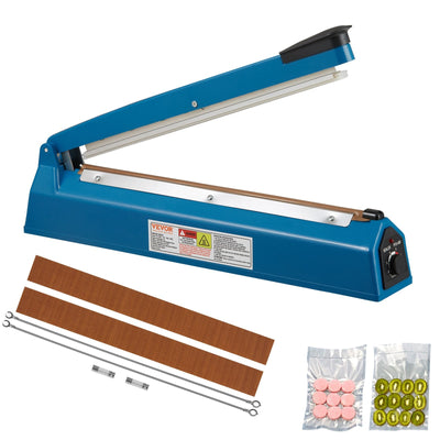 VEVOR Impulse Sealer 16 inch, Manual Heat Seal Machine with Adjustable Heating Mode, ABS Shrink Wrap Bag Sealers for Plastic Mylar PE PP Bags, Portable Poly Bag Sealing Machine with Extra Replace Kit 