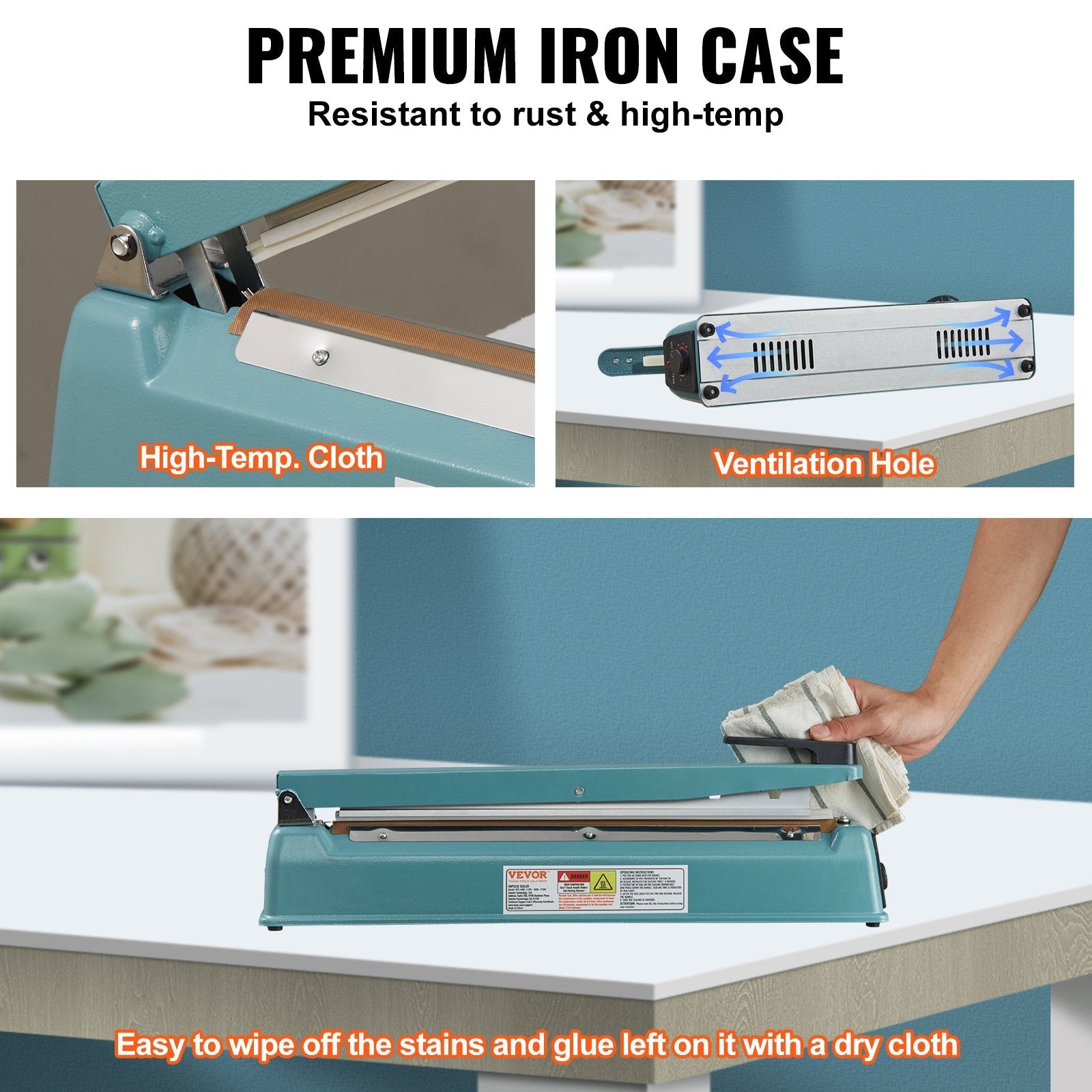 VEVOR Impulse Sealer 16 inch, Manual Heat Seal Machine with Adjustable Heating Mode, Iron Shrink Wrap Bag Sealers for Plastic Mylar PE PP Bags, Portable Poly Bag Sealing Machine with Extra Replace Kit 