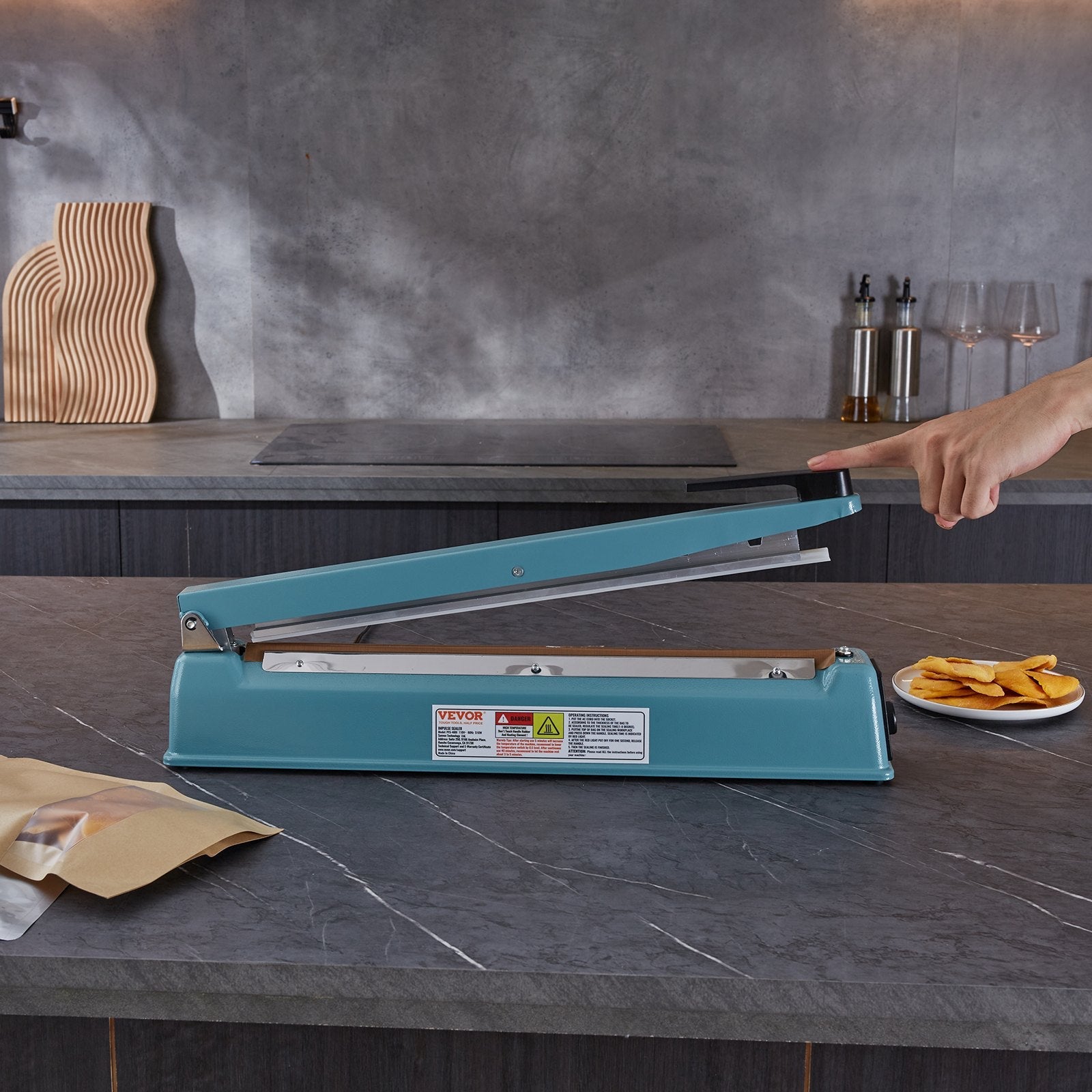 VEVOR Impulse Sealer 16 inch, Manual Heat Seal Machine with Adjustable Heating Mode, Iron Shrink Wrap Bag Sealers for Plastic Mylar PE PP Bags, Portable Poly Bag Sealing Machine with Extra Replace Kit 