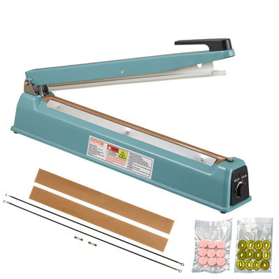 VEVOR Impulse Sealer 16 inch, Manual Heat Seal Machine with Adjustable Heating Mode, Iron Shrink Wrap Bag Sealers for Plastic Mylar PE PP Bags, Portable Poly Bag Sealing Machine with Extra Replace Kit 