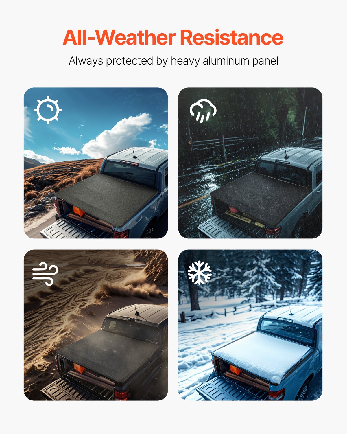 VEVOR Quad-Fold Tonneau Cover Truck Bed Cover for 2002-2024 Dodge Ram 1500 PVC 