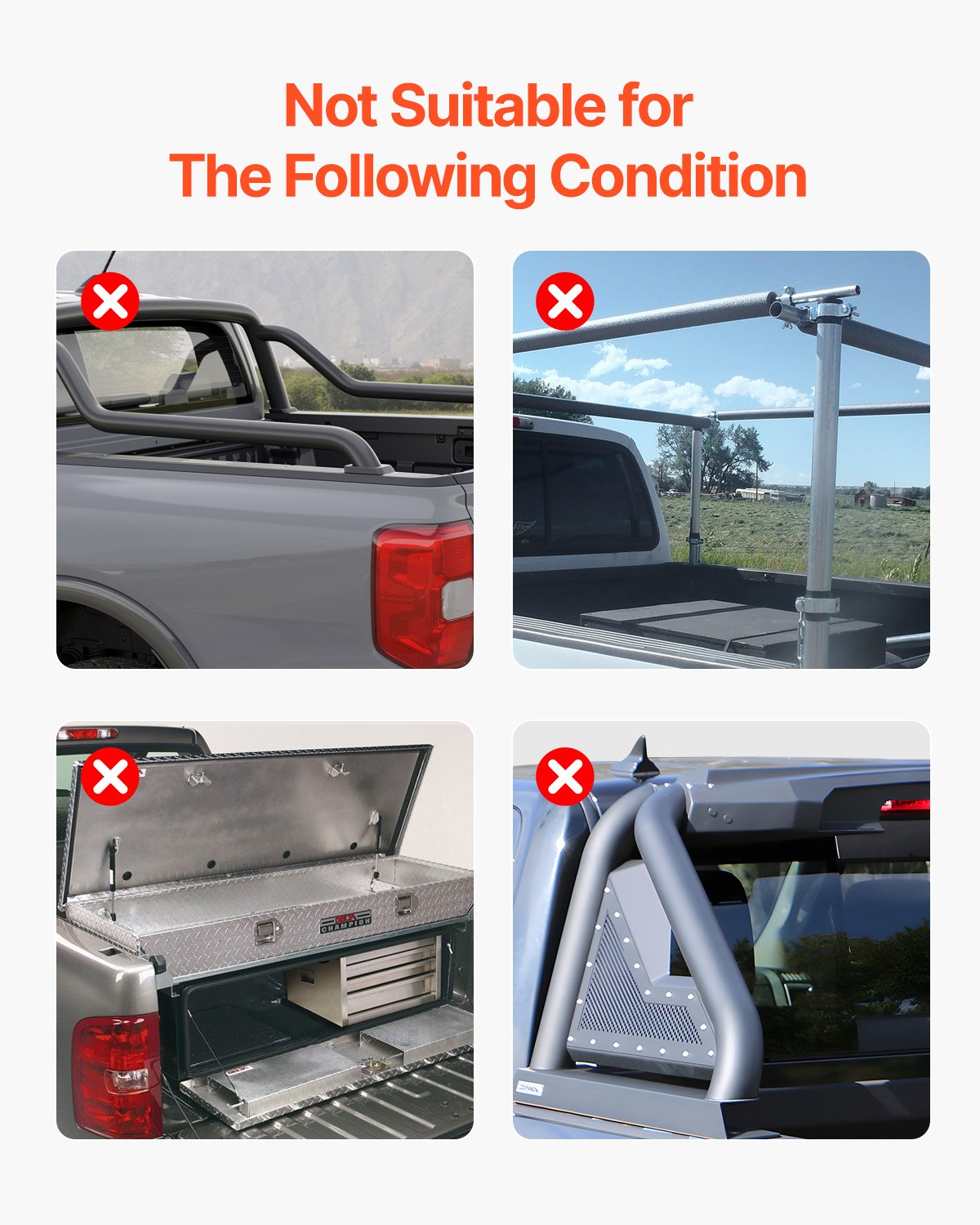 VEVOR Tri-Fold Truck Bed Tonneau Cover, Compatible with 2016-2023 Toyota Tacoma, 5' (60.5") Bed, Only Fit 5.0' x 4.6' (60.5" x 55.0") Inside Bed, 400 lbs Load Capacity, LED Light, Quick Folding, Black 