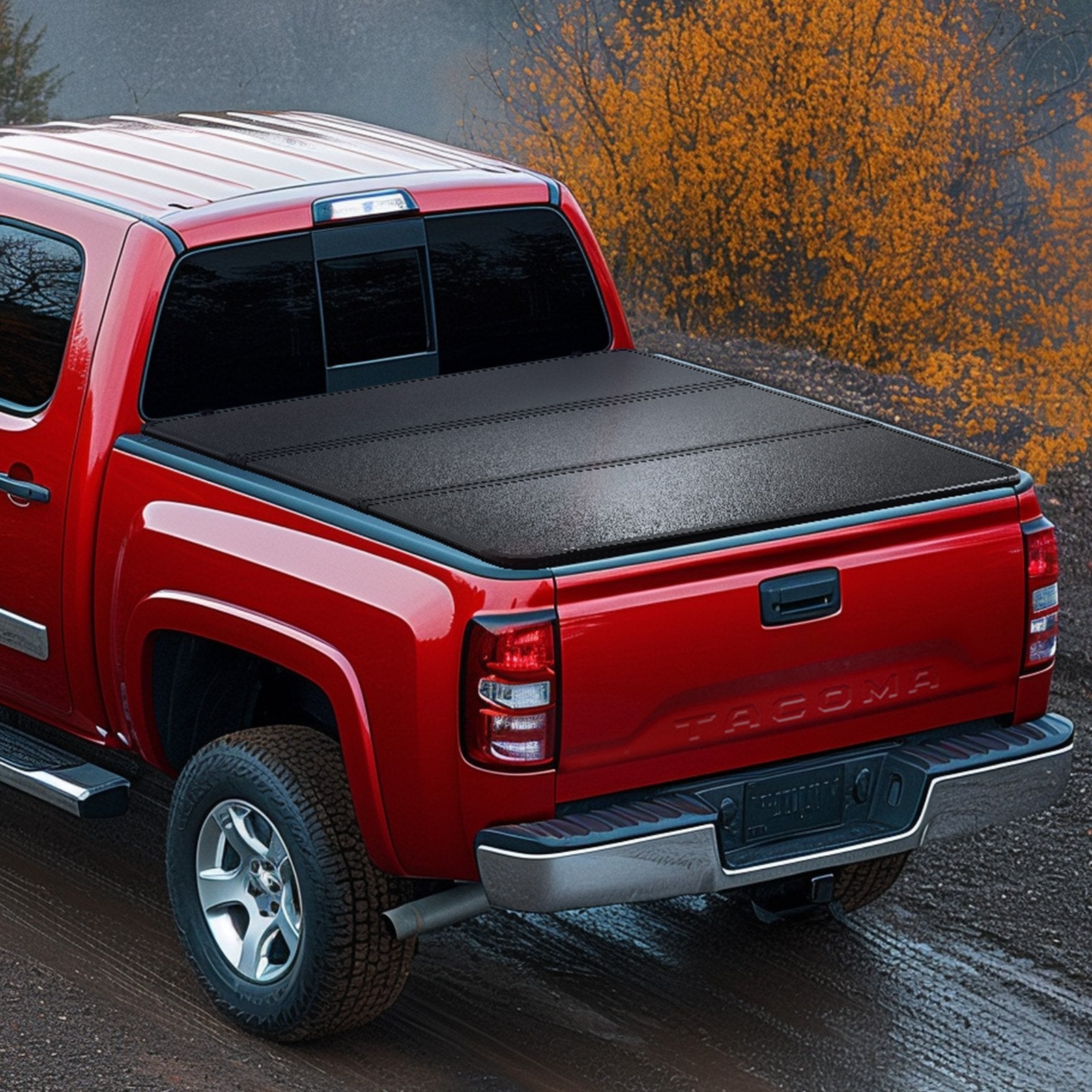 VEVOR Tri-Fold Truck Bed Tonneau Cover, Compatible with 2016-2023 Toyota Tacoma, 5' (60.5") Bed, Only Fit 5.0' x 4.6' (60.5" x 55.0") Inside Bed, 400 lbs Load Capacity, LED Light, Quick Folding, Black 