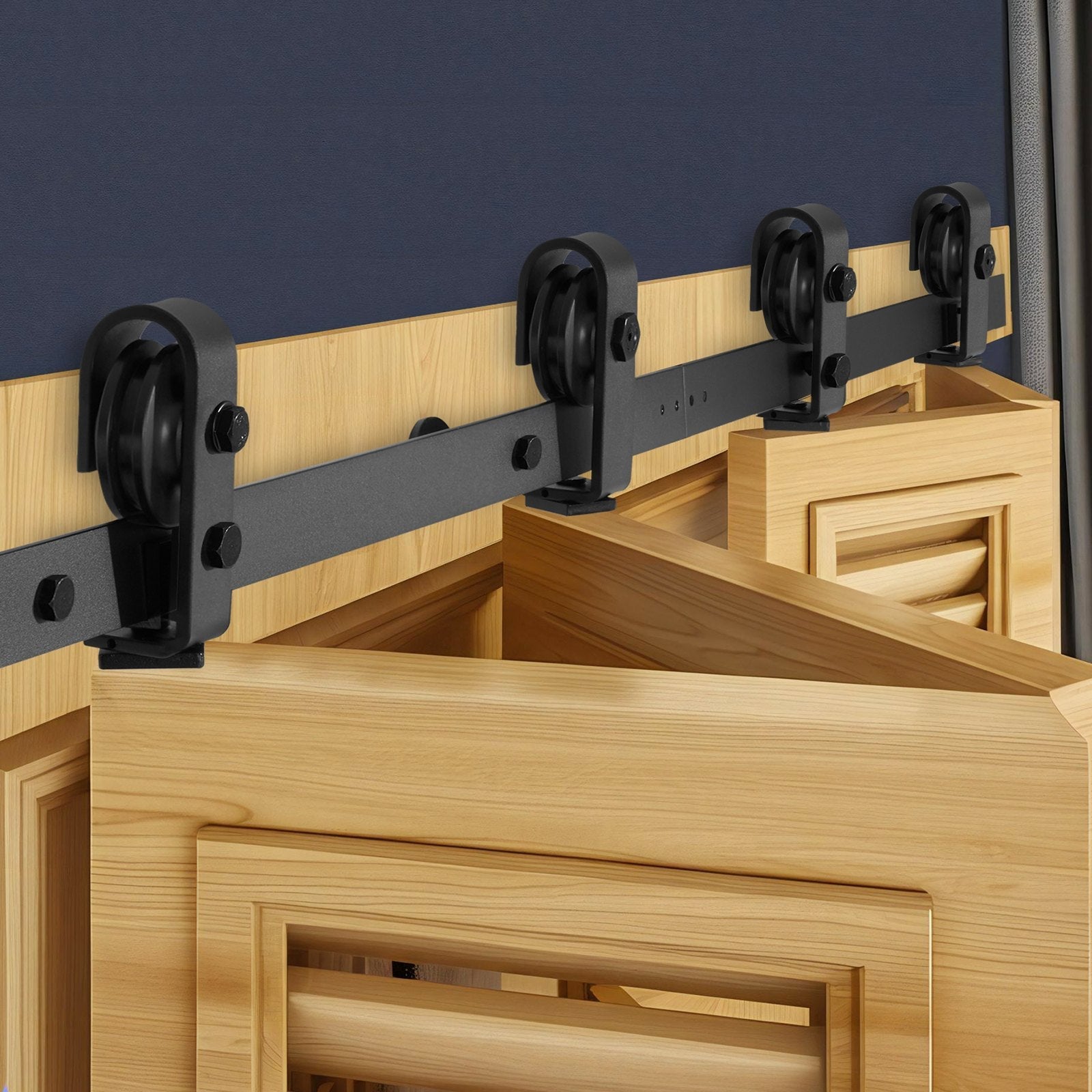 VEVOR Bi-Folding Sliding Barn Door Hardware Track Kit 52" for Four 12" Doors 