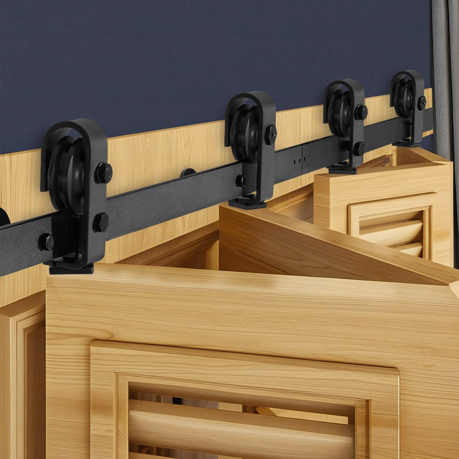VEVOR Bi-Folding Sliding Barn Door Hardware Track Kit 60" for Four 14" Doors 