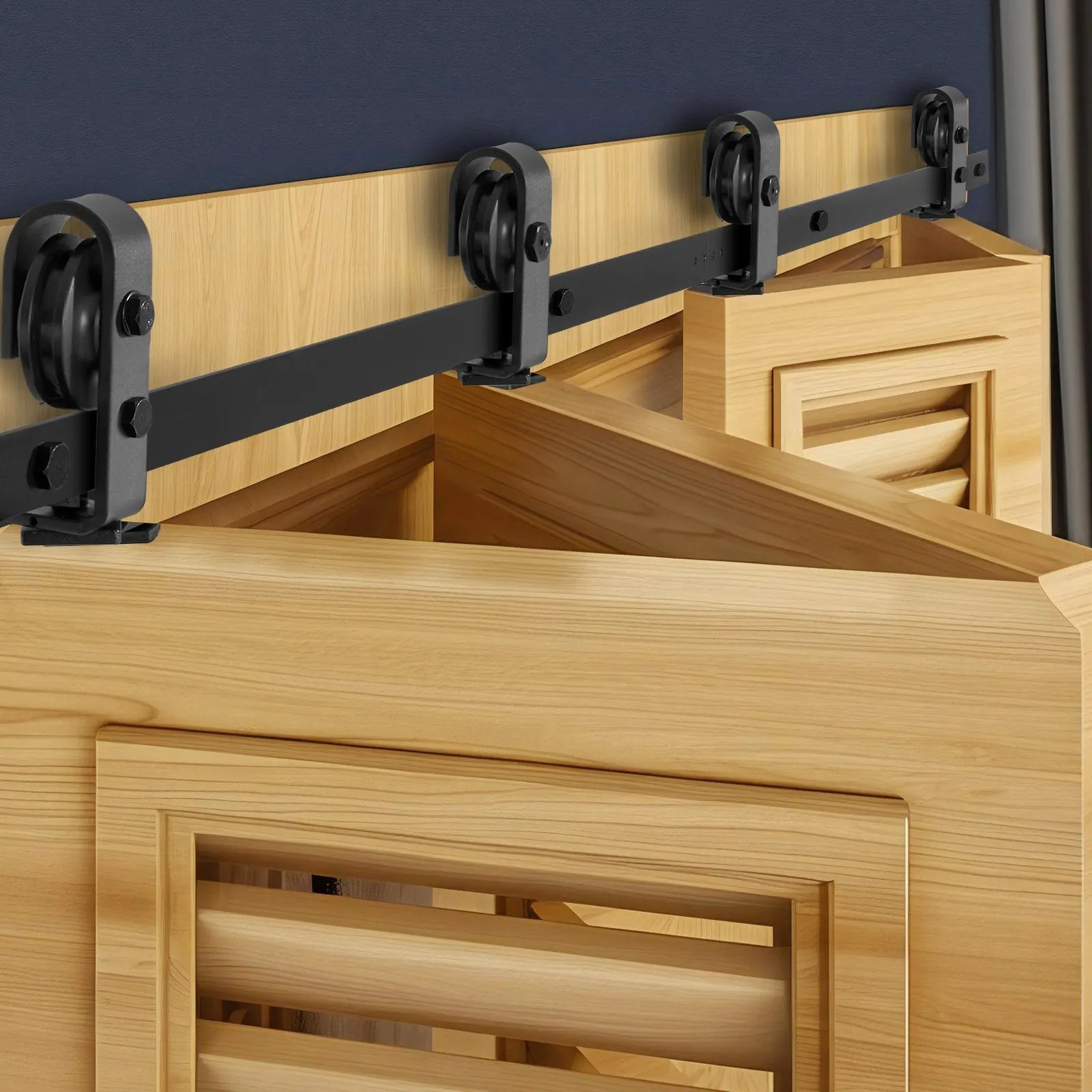 VEVOR Bi-Folding Sliding Barn Door Hardware Track Kit 76" for Four 18" Doors