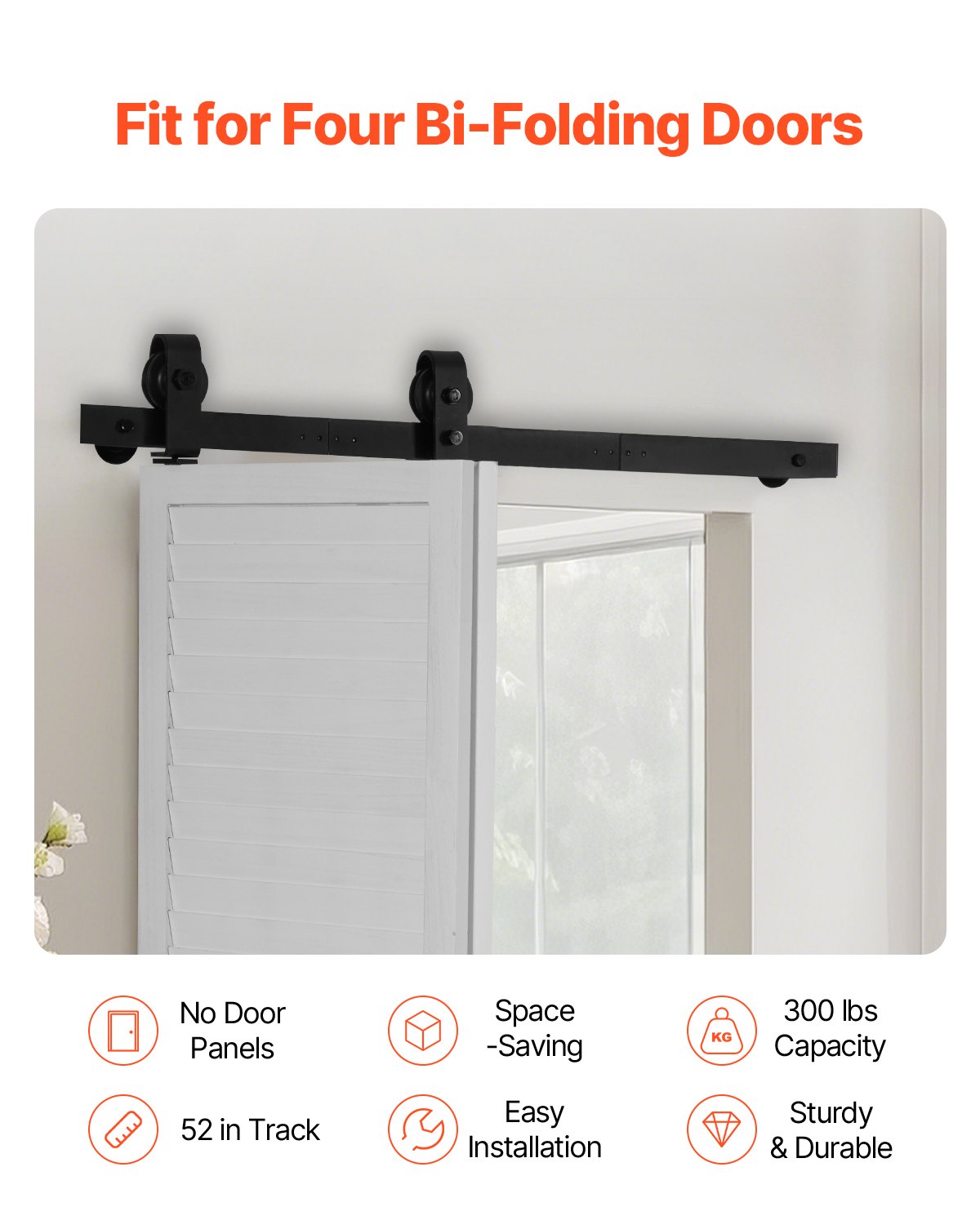 VEVOR Bi-Folding Sliding Barn Door Hardware Track Kit 36" for Two 16" Doors 