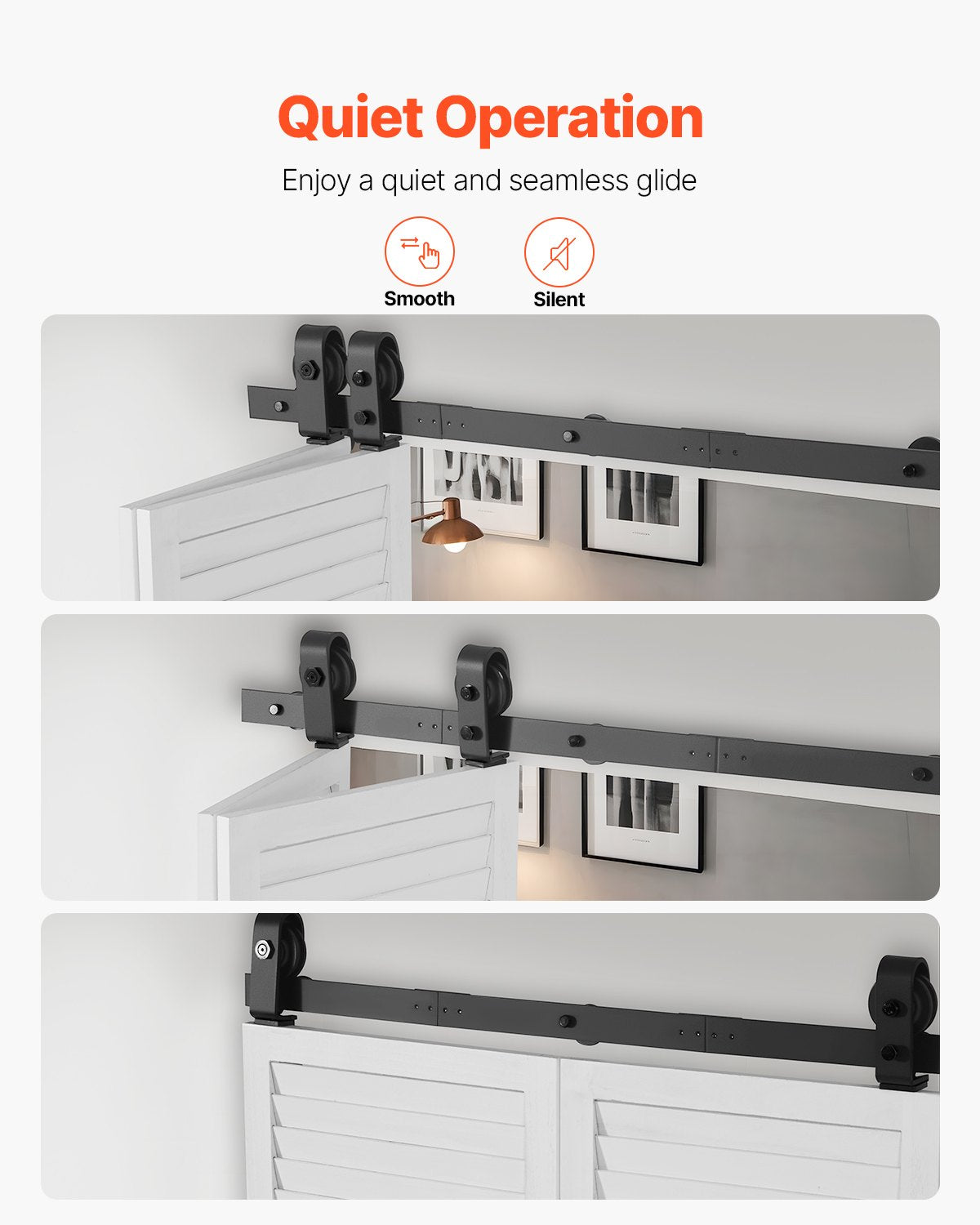 VEVOR Bi-Folding Sliding Barn Door Hardware Track Kit 36" for Two 16" Doors 