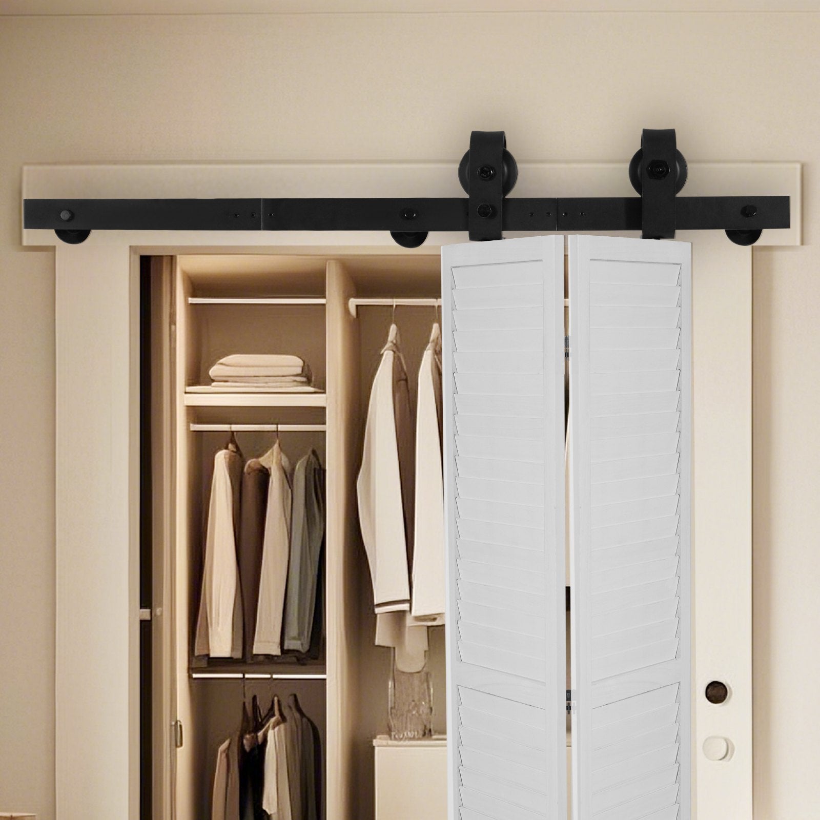 VEVOR Bi-Folding Sliding Barn Door Hardware Track Kit 36" for Two 16" Doors 
