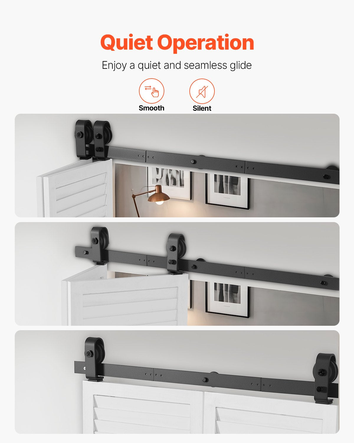 VEVOR Bi-Folding Sliding Barn Door Hardware Track Kit 40" for Two 18" Doors 