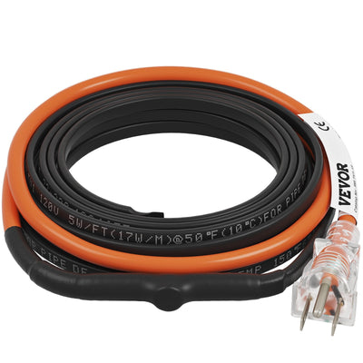 VEVOR Self-Regulating Pipe Heating Cable, 18-feet 5W/ft Heat Tape for Pipes Freeze Protection, Protects PVC Hose, Metal and Plastic Pipe from Freezing, 120V 