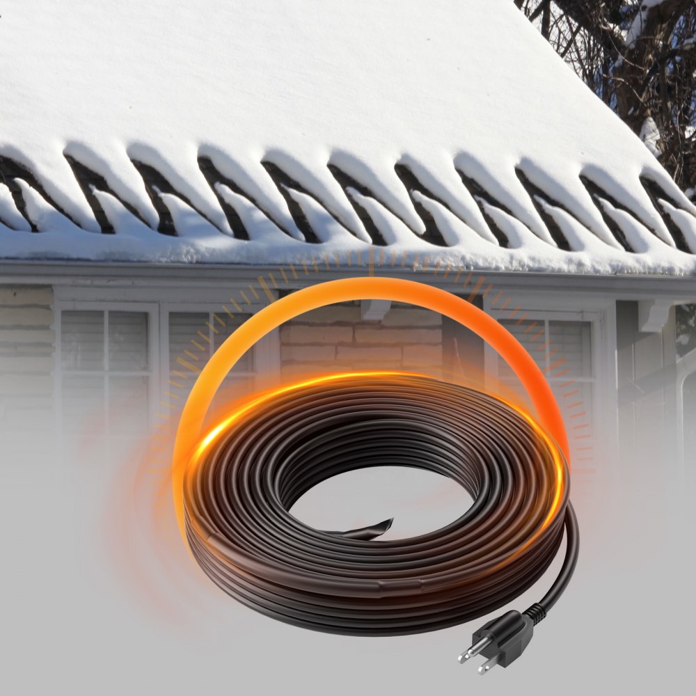 VEVOR Self-Regulating Pipe Heating Cable 24FT 5W/FT Heat Tape for Pipes Roof 