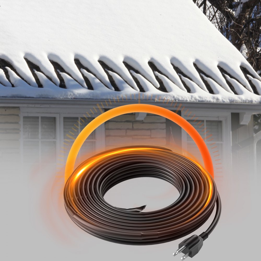 VEVOR Self-Regulating Pipe Heating Cable 12FT 5W/FT Heat Tape for Pipes Roof 