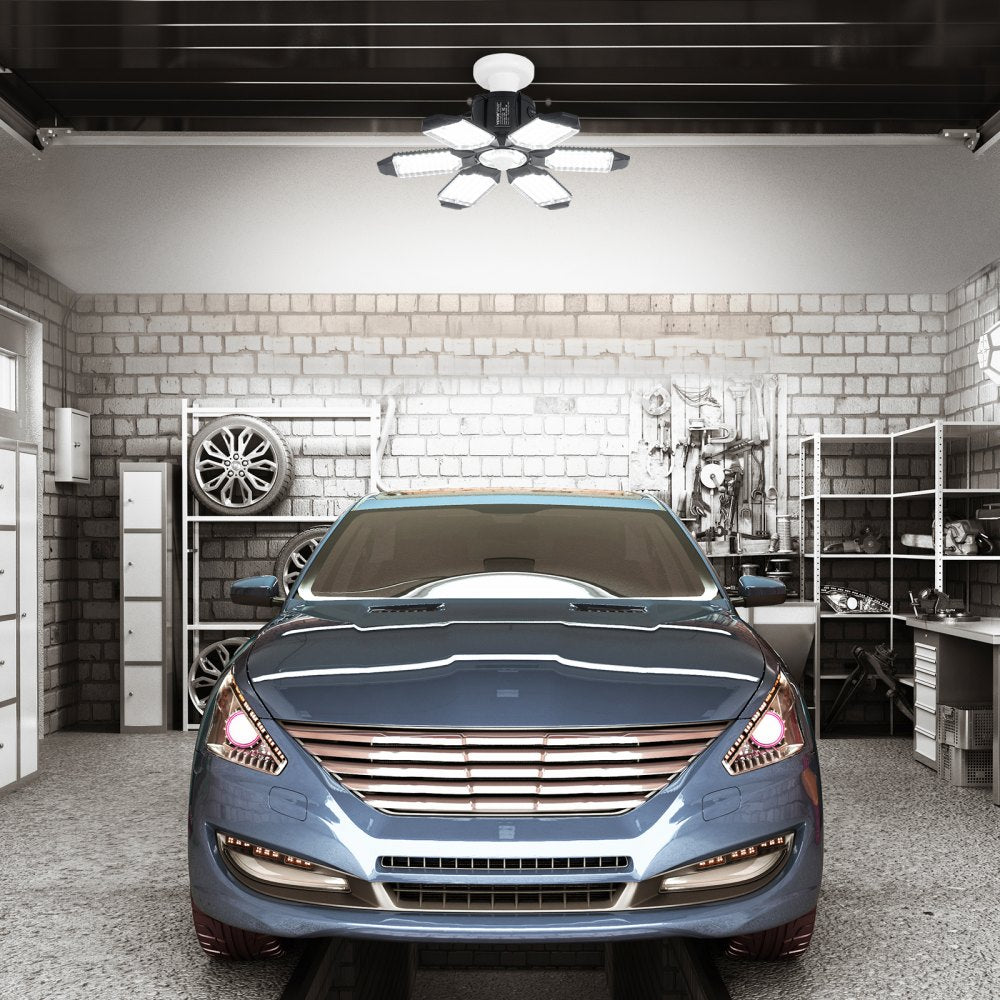 VEVOR LED Garage Light 15000LM 2 Packs Deformable Bright Shop Ceiling Light 