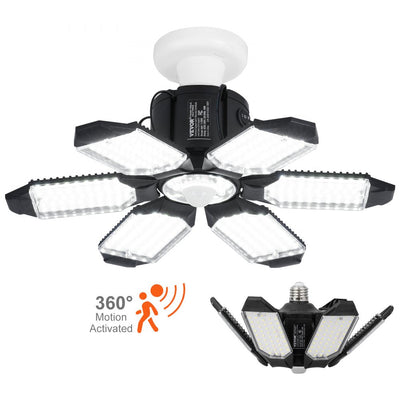 VEVOR LED Garage Light 15000LM 2 Packs Deformable Bright Shop Ceiling Light 