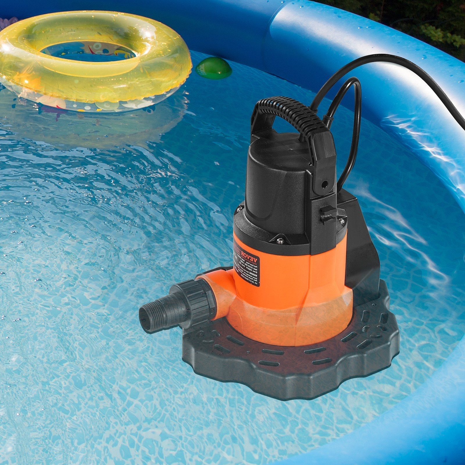 VEVOR Automatic Pool Cover Pump Submersible Swimming 0.66 HP 3200 GPH 25 ft Cord 