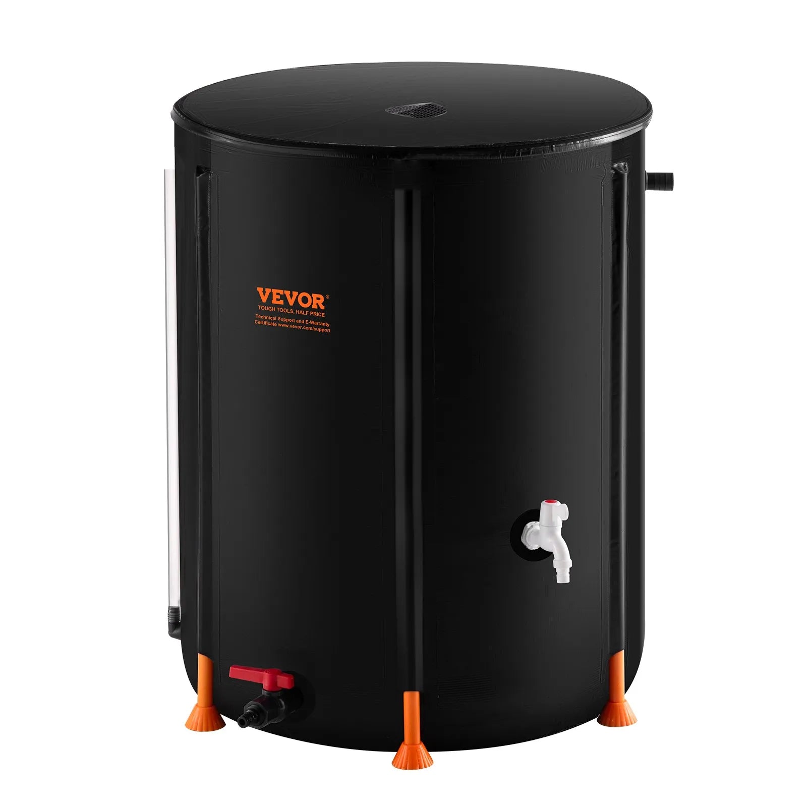 VEVOR Collapsible Rain Barrel 100 Gal Rain Catcher with Spigots and Overflow Kit