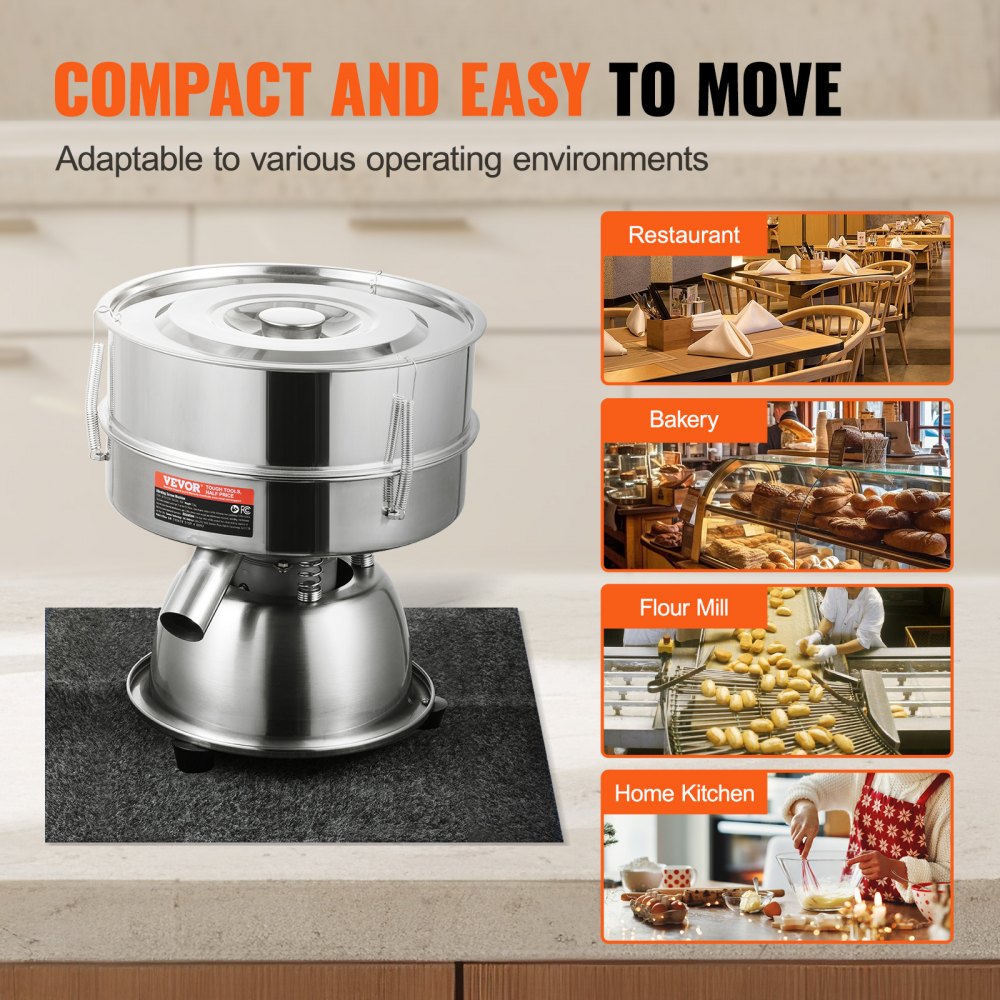 VEVOR Electric Vibrating Sieve Machine with 12+80 Mesh Automatic Sifter Shaker 