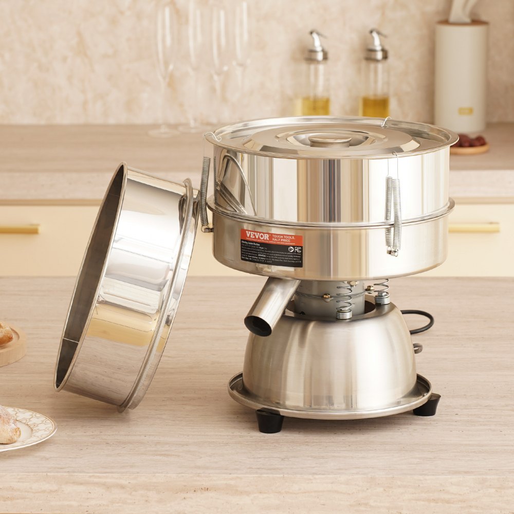 VEVOR Electric Vibrating Sieve Machine with 12+80 Mesh Automatic Sifter Shaker 