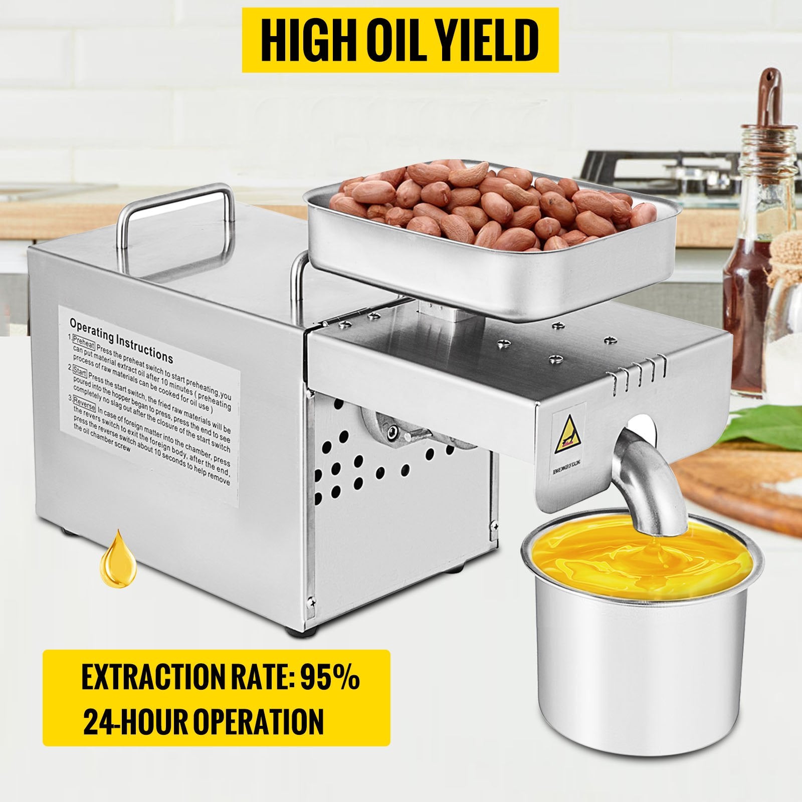 High Quality Multifunctional Automatic Small Oil Press Machine 304# Food Grade Stainless Steel Oil Expeller 