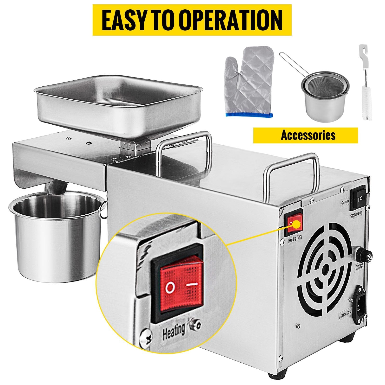 High Quality Multifunctional Automatic Small Oil Press Machine 304# Food Grade Stainless Steel Oil Expeller 