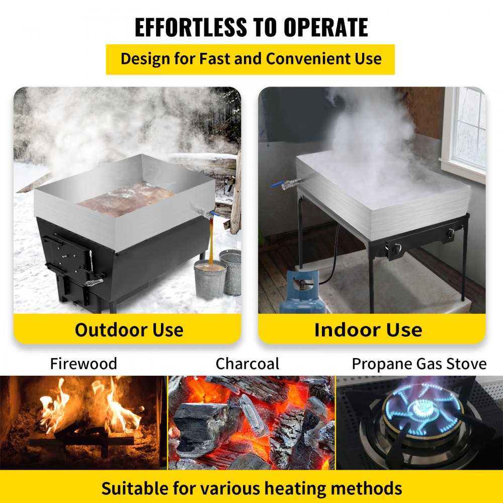 VEVOR Maple Syrup Evaporator Pan 24x18x6 Inch Stainless Steel Maple Syrup Boiling Pan for Boiling Maple Syrup 