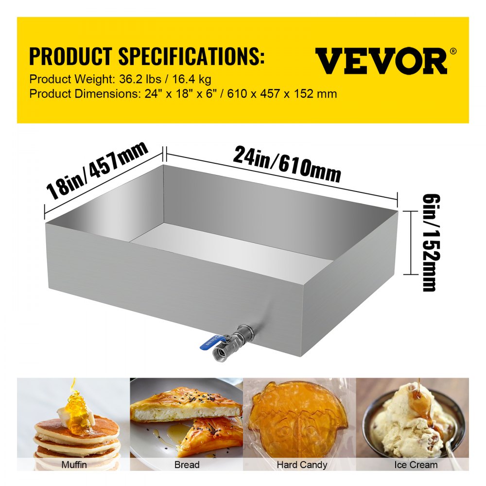 VEVOR Maple Syrup Evaporator Pan 24x18x6 Inch Stainless Steel Maple Syrup Boiling Pan for Boiling Maple Syrup 