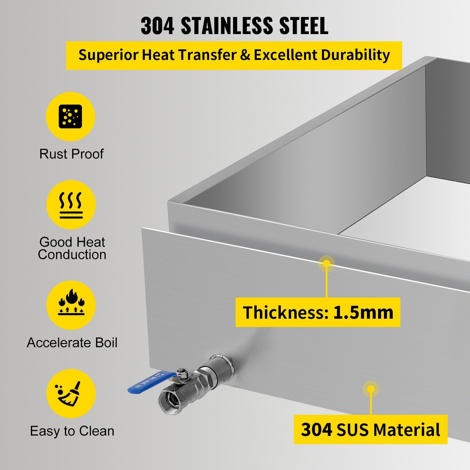 VEVOR Maple Syrup Evaporator Pan 24x24x7 Inch Stainless Steel Maple Syrup Boiling Pan for Boiling Maple Syrup 