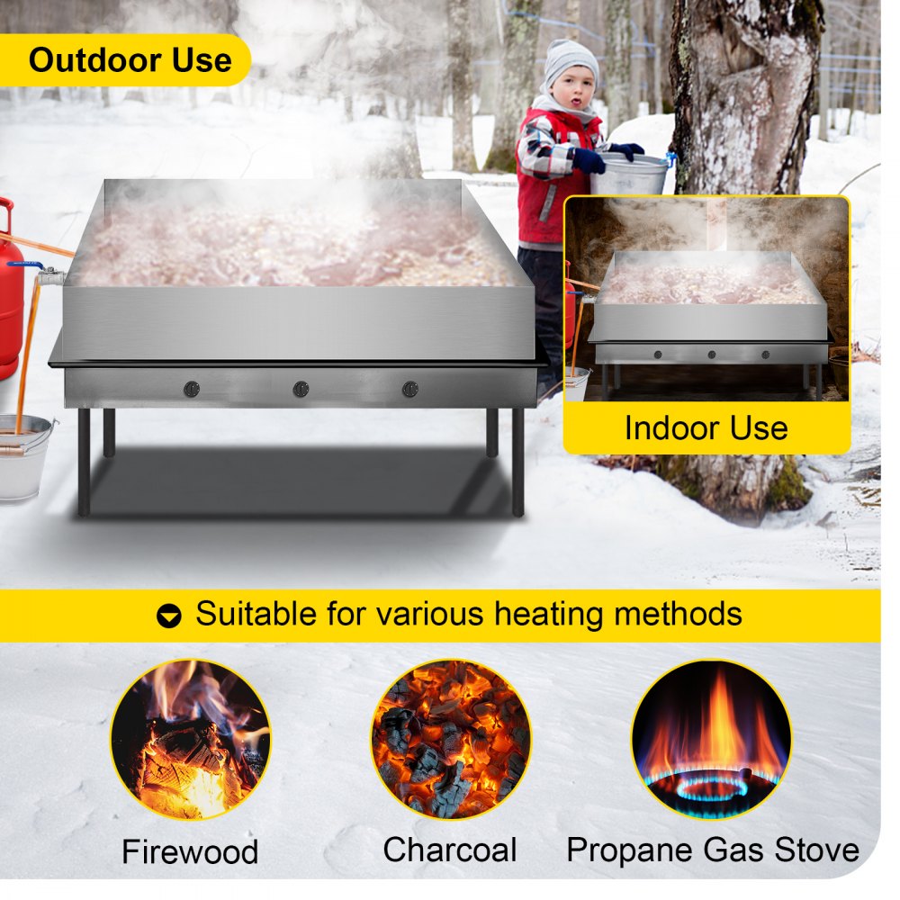 VEVOR Maple Syrup Evaporator Pan 36x24x6 Inch Stainless Steel Maple Syrup Boiling Pan for Boiling Syrup 