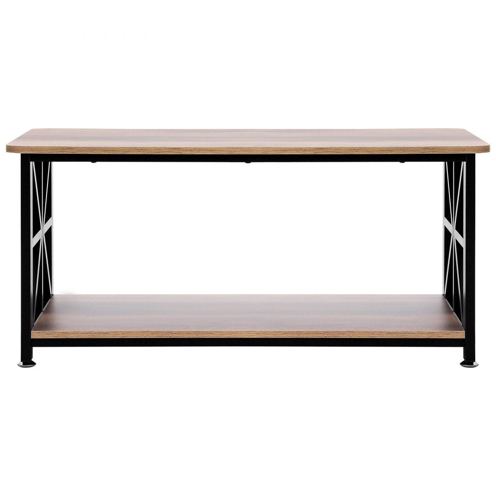 VEVOR 40" Farmhouse Coffee Table Rectangle Table with Open Storage Compartment 