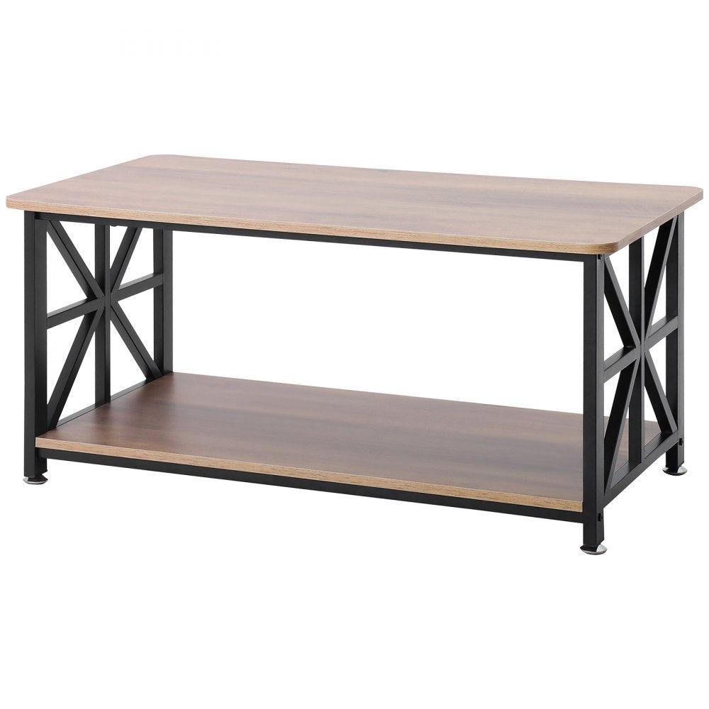 VEVOR 40" Farmhouse Coffee Table Rectangle Table with Open Storage Compartment 