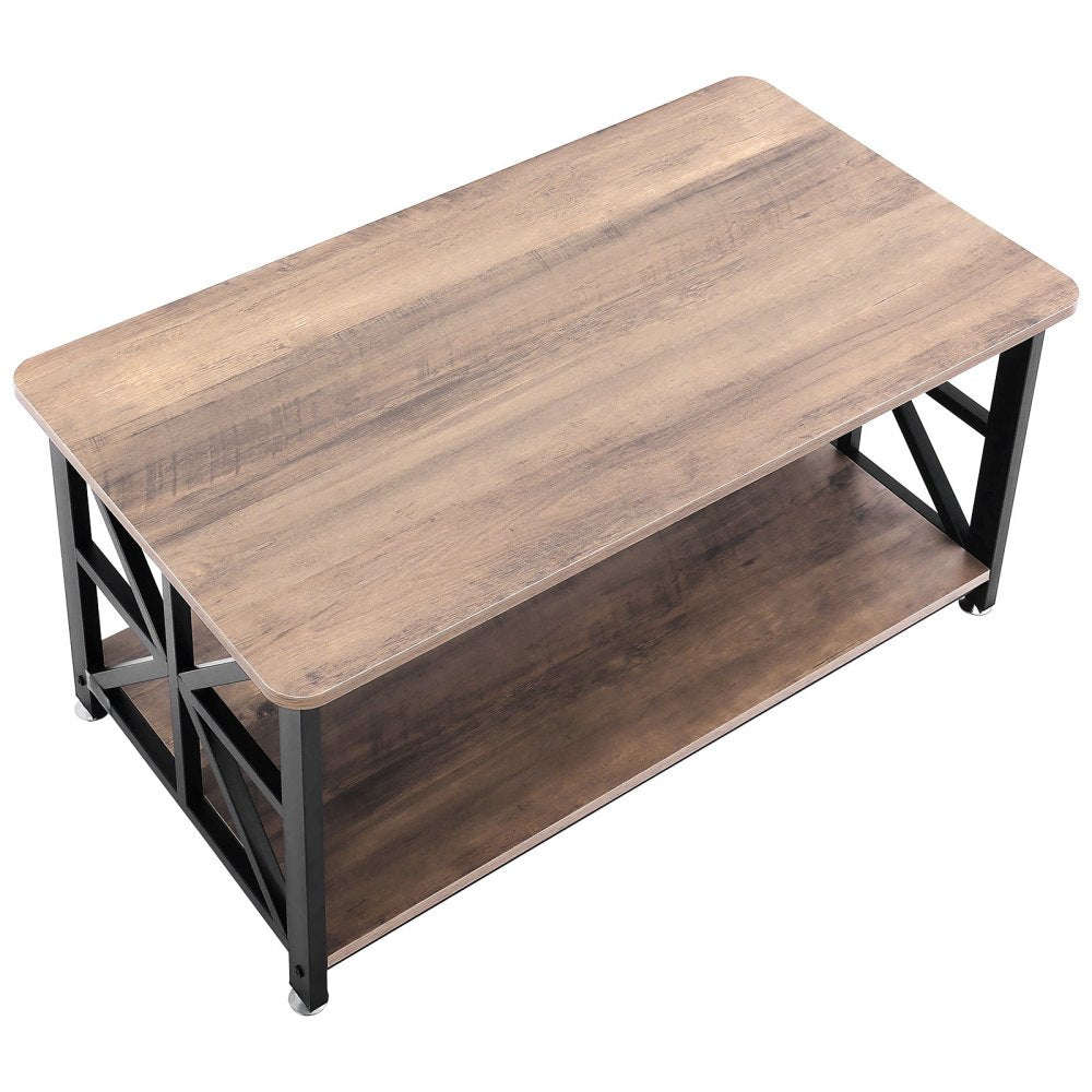 VEVOR 40" Farmhouse Coffee Table Rectangle Table with Open Storage Compartment 