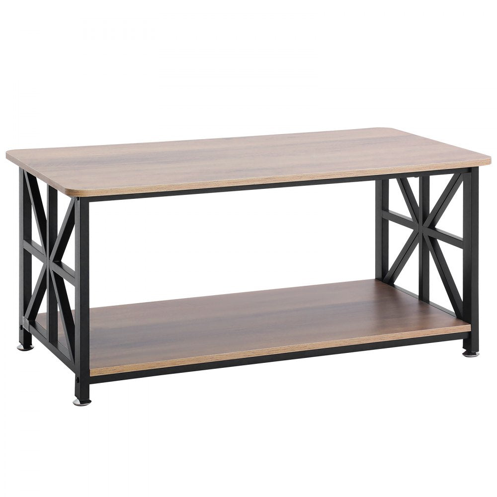 VEVOR 40" Farmhouse Coffee Table Rectangle Table with Open Storage Compartment 