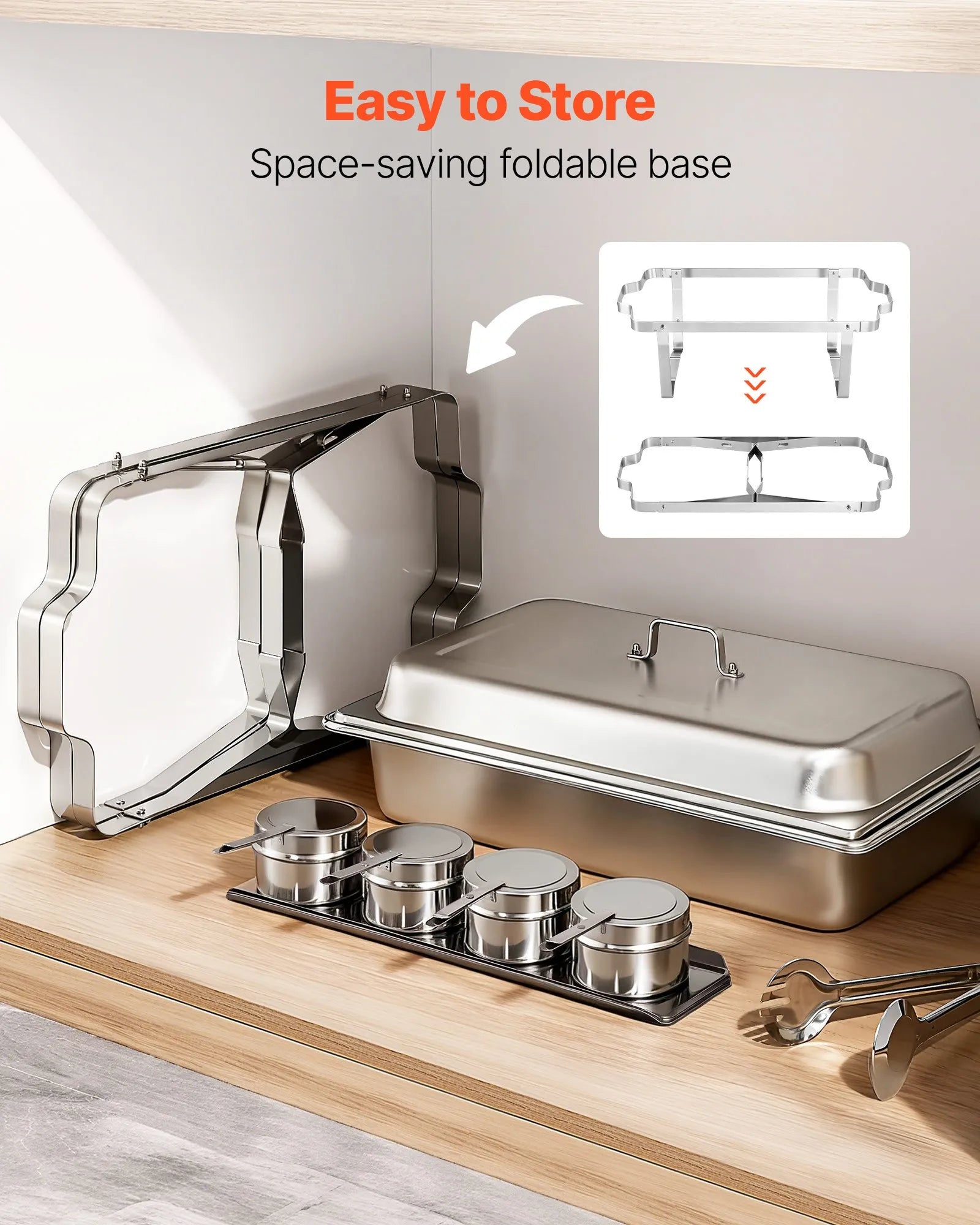 VEVOR Rectangle Chafing Dish, 9 Qt 2 Pack Stainless Steel Chafing Dish, Food Warmer Chafer Complete Set with Hollow Handle, 1 Food Tongs, Lid, Fuel Holder, Chafer Dishes for Banquet Party Wedding 