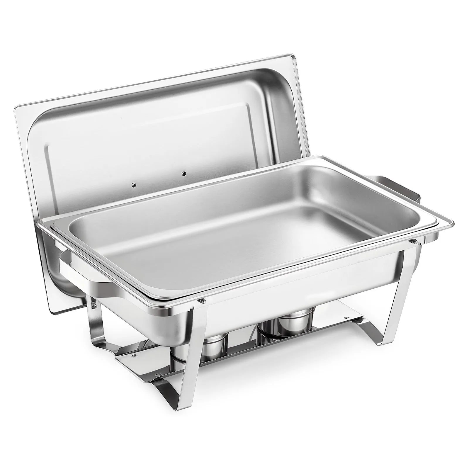 VEVOR Rectangle Chafing Dish, 9 Qt 2 Pack Stainless Steel Chafing Dish, Food Warmer Chafer Complete Set with Hollow Handle, 1 Food Tongs, Lid, Fuel Holder, Chafer Dishes for Banquet Party Wedding 